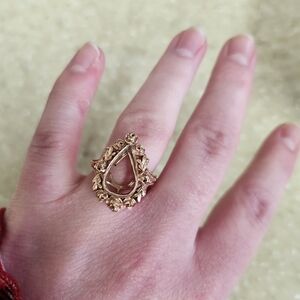 Pear 14k Rose Gold Bezel Ring